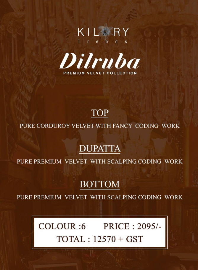 Dilruba By Kilory Winter Wear Designer Velvet Salwar Kameez Wholesalers In Delhi
